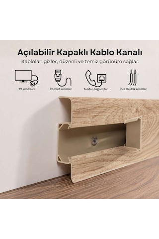 Esquero Kablo Kanallı PVC Süpürgelik 250 cm, Açılabilir Kapaklı, Çınar Meksikan, ESQ607