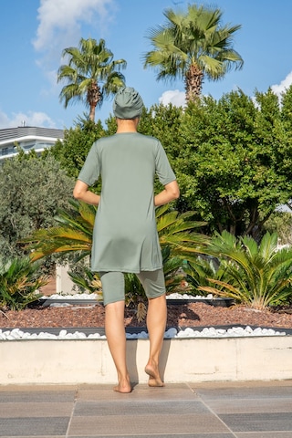 Ruko Maio Mirates Yeşil Yarım Kol Büyük Beden Micro Su İtici Ve Çabuk Kuruyan Tesettür Mayo
