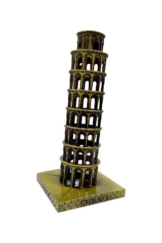 Vintage Metal İtalya Pisa Kulesi Biblo Antik Bronz 16 Cm