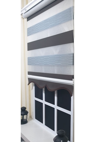 Pliseli Zebra Stor Perde Kahve Gri Etek Dilimli St 015