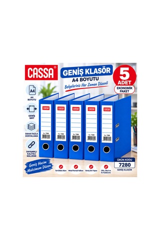 Mavi Geniş Klasör A4 5 Li Set