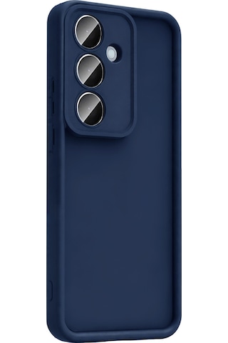 Samsung Galaxy A57 İle Uyumlu Kılıf Kamera Korumalı Yüksek Kenarlı Kapak Lacivert