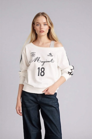Defacto Kayık Yaka Baskılı Sweatshirt G9614ax26spwt32 Beyaz-wt32