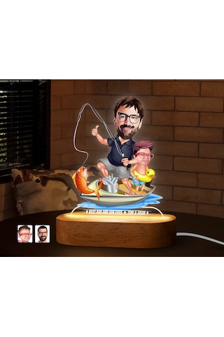 Bk Gift Kişiye Özel Baba-oğul Karikatürlü Dekoratif 3d Biblo Led Işıklı Gece Lambası-12, Babaya Hediye, Babalar Günü Hediyeleri Kobitmeyen138264 Bk Gi