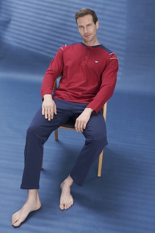 Remsa Erkek Penye Yarım Düğme Detay Uzun Kol Pijama Takımı 2134 Bordo05