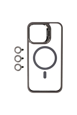 Apple Uyumlu iPhone 15 Pro Magsafe Wireless Şarj Özellikli Standlı Zore Klon Lmbd li Kılıf gr