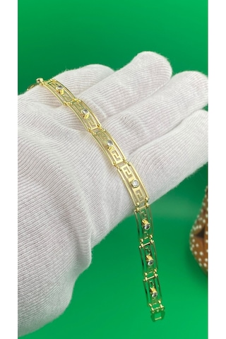 Xuping 14 Ayar Altın Kaplama Vip Model Zirkon Taşlı Bileklik Gold