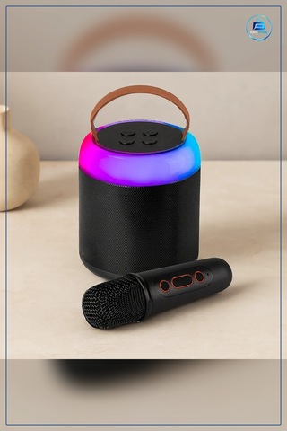 Bluetooth Hoparlör Karaoke Mikrofonlu Kablosuz Yuvarlak Usb Şarjl