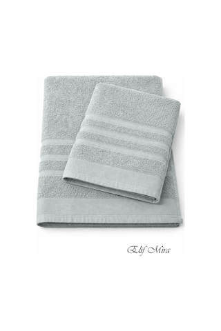 2 Parça Banyo Havlusu Seti Pamuklu Sude 70x140 + 50x85 Cm Gri