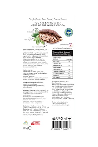 Organik Sütlü Çikolata Fındıklı 85gr