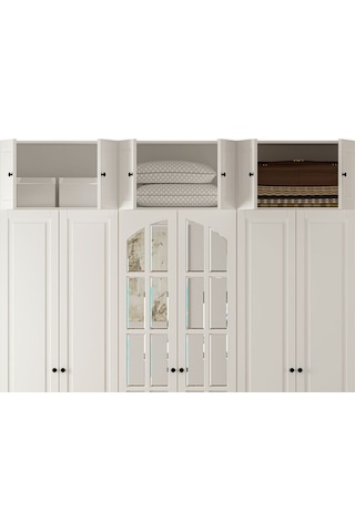 Rabi Mobilya İzel Country 6 Kapak 2 Çekmece Yüklüklü Mega Gardırop