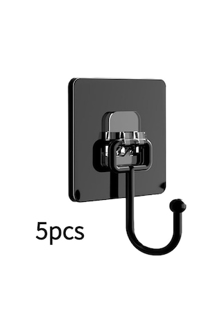 Konesam Banyo Krokosu 5'li Set - Su Geçirmez, Yüksek Dayanıklı, Deliksiz Kurulum, Pvc+metal Malzeme, Siyah Renk Diğer