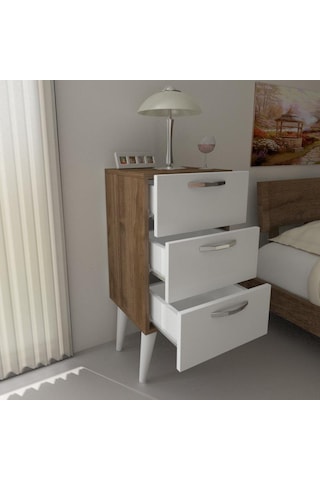 Dekorister Bellini 3 Çekmeceli Şifonyer Beyaz-Ceviz