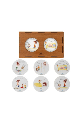 Anneler Gününe Özel Ahşap Kutulu 6'lı Bardak Altlığı