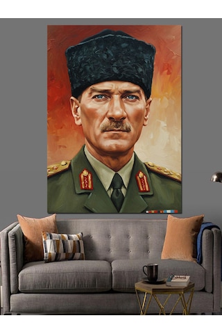 Mustafa Kemal Atatürk Portre Dekoratif Kanvas - Mdf Ahşap Tablo