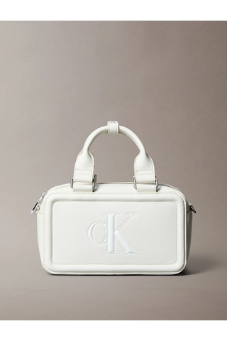 Calvin Klein Bold Ck Bauletto Kadın Krem Çapraz Çanta-12234 Krem