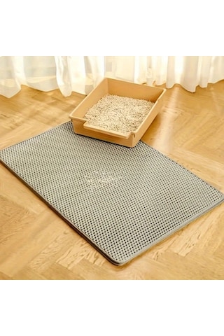 Honeybeeshop Ekstra Büyük Çift Katmanlı Kedi Kumu Matı Siyah 60x90 Eva Malzeme Sıçrama Önleyici Ve Sızdırmaz Tasarım