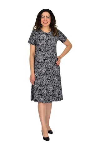 Kadın Kısa Kol Likralı Viskon Elbise Bgl-st04671 Füme