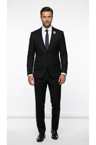 Erkek Slim Fit Klasik Ceket Dokulu Kumaş Modern Kesim Siyah