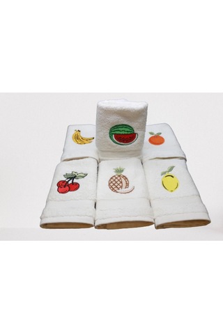 30x30 Cm 6 Ad. Meyve Desen Nakışlı Kutulu Peçete Mutfak Havlu Set