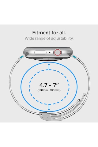 Spigen Watch 42/41mm Seri 11/10/9/8/7 İle Uyumlu Kordon Band Sleek Link İnce Baklalı Çelik Güm Sku: Smg8690010101259