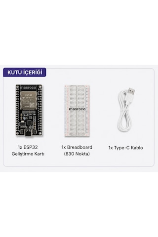 Esp32 Wifi + Bluetooth Geliştirme Kartı Type-c + Cp2102 Breadboard Ve Usb Kablo Dahil