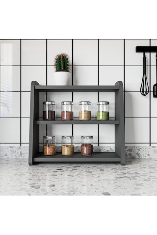 Alpa Ev Mobilya 3 Katlı Tezgah Üstü Organizer, Modern Mutfak Rafı Ve Çok Amaçlı Düzenleyici Antrasit
