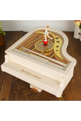 Novahub Klasik Balerin Kız Dansçı Piyano Müzik Kutusu Beyaz, Mekanik Diğer