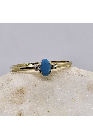 0,40 Ct Firuze Taşlı Tektaş 14 Ayar Altın Yüzük-Tektaş Altın Yüzü 552950077