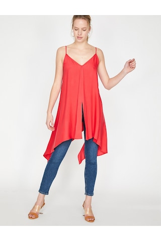 Koton V Yaka Tunik Kırmızı 9yak68004cw