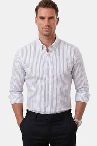 Deep Sea Deepsea Beyaz Slim Fit Çizgili Kolay Ütülenebilir Erkek Gömlek Modern Şık Yeni Sezon Gömlek 2602001