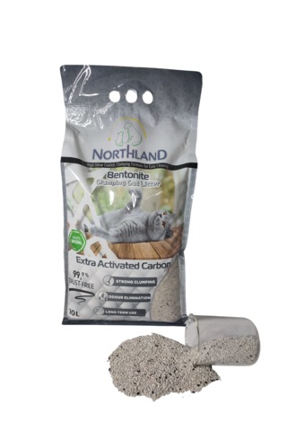 Northland Doğal Bentonite- Süper Topaklanan Aktif Karbonlu Kedi Kumu 10 Lt X 2 Adet