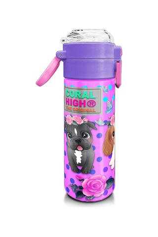 Coral High Kids Pembe Köpek Desenli Pipetli Ve Direkt İçim Çelik Termos 500 Ml 31951 Pembe - Altın