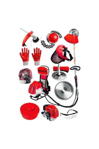 Graizer Turbo K6002 6 HP Benzinli Motorlu Sırt Tırpan Kırmızı & Canavar Başlık