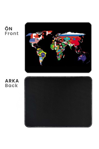 İlyuka Mousepad 40x30cm Gaming Oyuncu Mp534030 World Map Flags