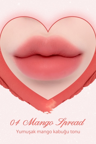 Dasique Kalp Tasarımlı Yoğun Pigmentli Köpük Yapılı Kadife Bitiş Sunan Ruj Souffle Color Pot 04 Mango Spread 04 Mango Spread