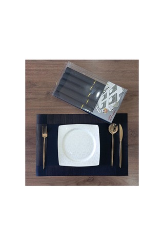 6 Kişilik Pvc Amerikan Servis Supla Seti - 30x45cm Siyah