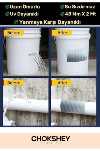 Süper Güçlü Su Geçirmez Sızdırmaz Yeşil Renk Çok Amaçlı İzolasyon Ve Tamir Bandı 48mm X 10m - 10adet