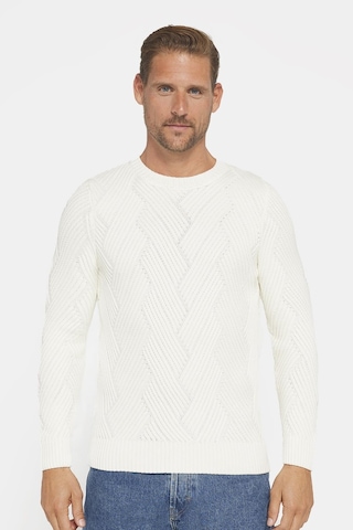 Bisiklet Yaka Desenli Yumuşak Dokulu Erkek Beyaz Kazak-30438-beyaz Beyaz