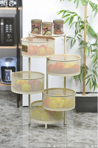 5 Katlı Metal Açılır Kapanır Paslanmaz Sebzelik Krem