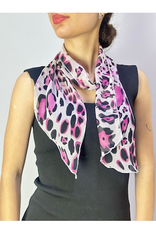 Gönülden Tasarım 135x15 Cm Leopar Desenli Fuşya Kadın Fular Boyun Bağı Renkli