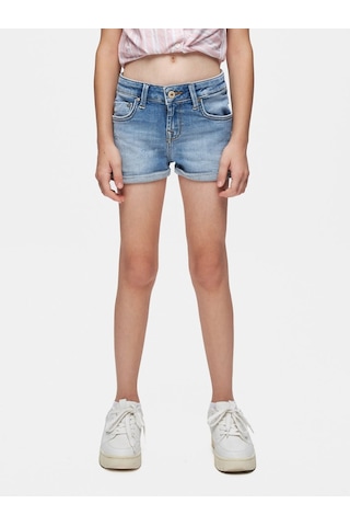 Judıe G Orta Bel Slim Fit Mavi Jean Şort Mavi
