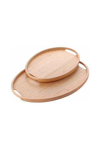 2&apos Li Bambu Tepsi Seti, İnce Tasarım Özel Üretim Oval 2&apos Li Bambu Tepsi Seti 36 26 1cm-45 31.5 1cm 15cm