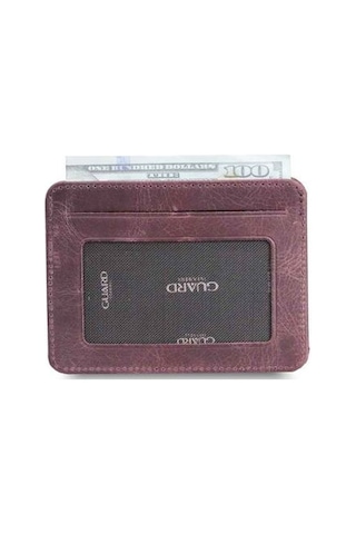 Guard Dikey Crazy Bordo Hakiki Deri Kartlık Erkek / Kadın P5171 Bordo