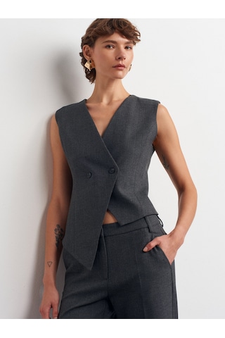 Dilvin 60599 Asimetrik Yelek-antrasit Antrasit