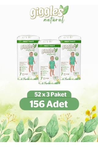 Giggles Natural Jumbo 7 Numara Pamuklu Bebek Bezi 156 Adet