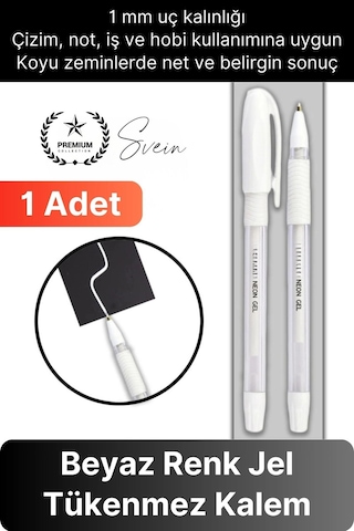 Özel Beyaz Renk Jel Mürekkepli Tükenmez Kalem Çizim Not İş Yazı Kalemi Arkadaşa Öğretmen Hediye 1 Mm Çok Renkli