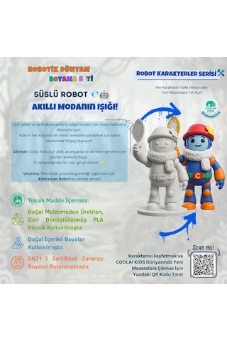 Codlaı Kids Robotik Dünyam 3d Boyama Seti - Çocuklar İçin Eğitici Yaratıcı Oyuncak Boyama Kiti - Süslü Robot