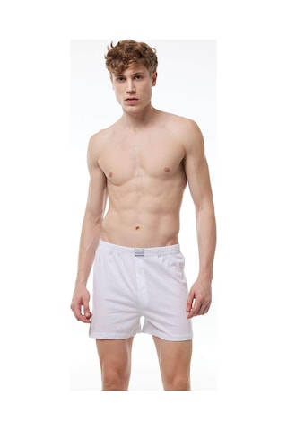 Malabadi 024 Erkek Geniş Kalıp %100 Pamuk Boxer Beyaz