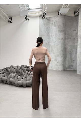 Etiler Collection Yüksek Bel Straight Fit Palazzo Pantolon Kahve